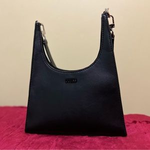 Black Faux Leather GUESS Shoulder Bag